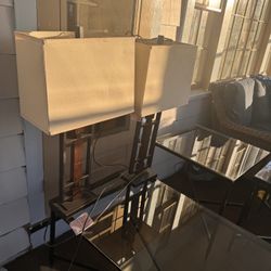 Coffee Table, 2 Side Tables And Lamps 