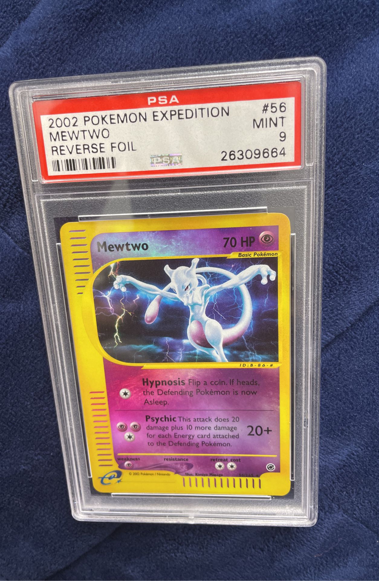 PSA 9 MINT Pokemon MEWTWO Reverse Holo Rare 2002 Expedition #56/165 WOTC