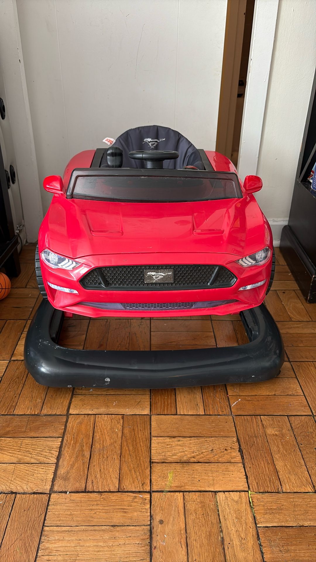 Bright Starts 4-in-1 Adjustable Baby Walker with Removable Steering Wheel, Ford Mustang
