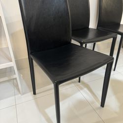 4 Leather Black Chairs