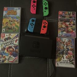 Nintendo Switch Bundle With Games And Extra Controllers