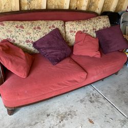 Red Cloth - Wooden Sofa