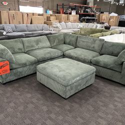 Huge Deep Green Modular Sectional Sofa 