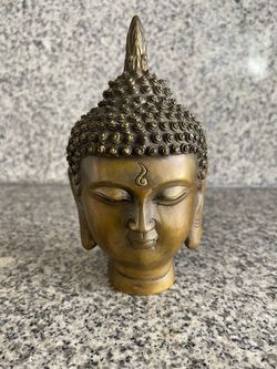 Vintage Cast Brass Buddha Head – 6.5"