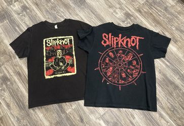 Lot of 2 vintage Slipknot Metal Band concert album T-Shirts adult size Large