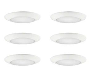 Commercial Electric 6-Pack 6 in. LED Surface Mount Downlight Flush Mount Disk Light Fixture,  Lumens, Selectable CCT 2700K-5000K @A7-501