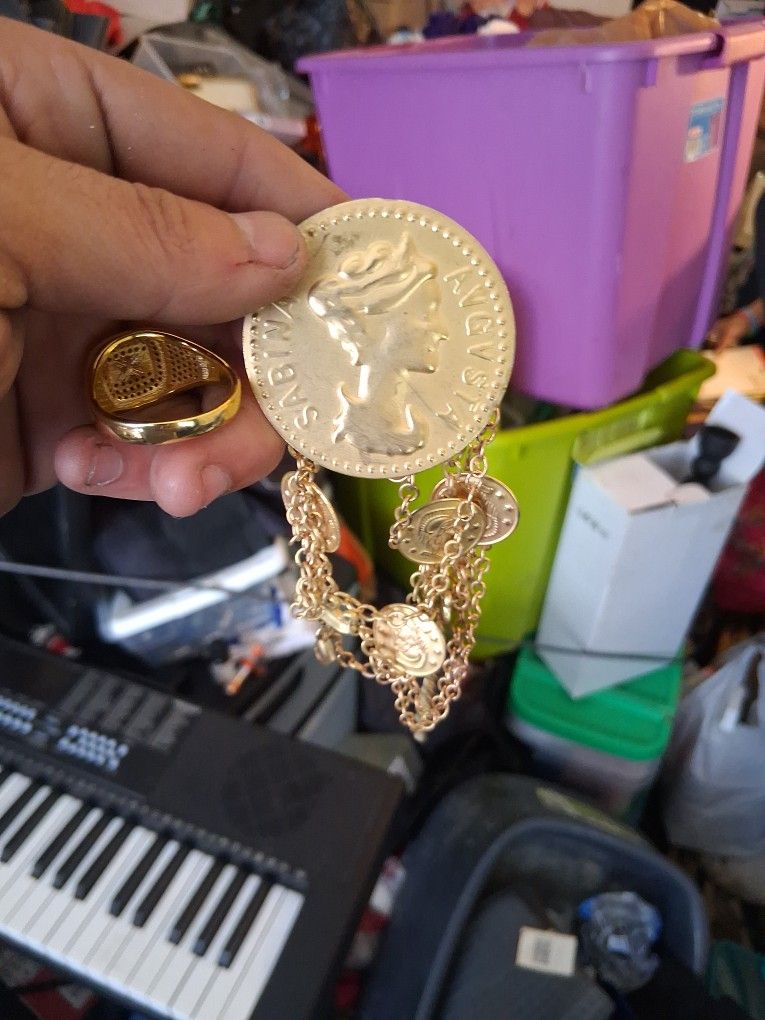 Gold Plated Ring And Necklace 