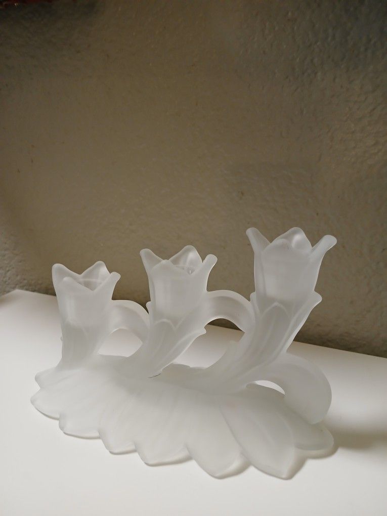 Frosted Glass 3 Lite Candle Holder