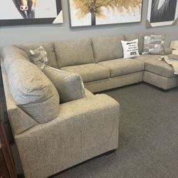 2 PC Tan Sectional Sofa Set — 