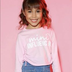 New Pink & White ‘Mini Influencer’ Kids Long Sleeve Shirt - Children’s Girls 3Т