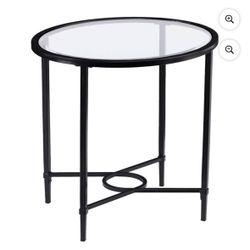 Quinton Metal/Glass Oval Side Table