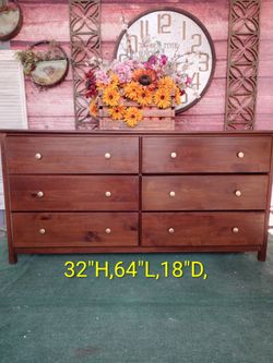 Brown solid wood 6 drawer dresser