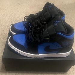Air Jordan 1 Mids Royal Blue And Black