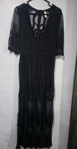 Black medium Lace Mesh Maxi Dress
