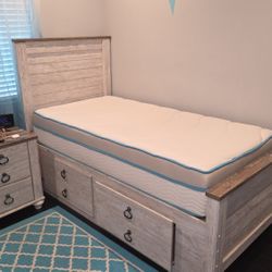 Twin Bed Frame With Mattress And Nightstand