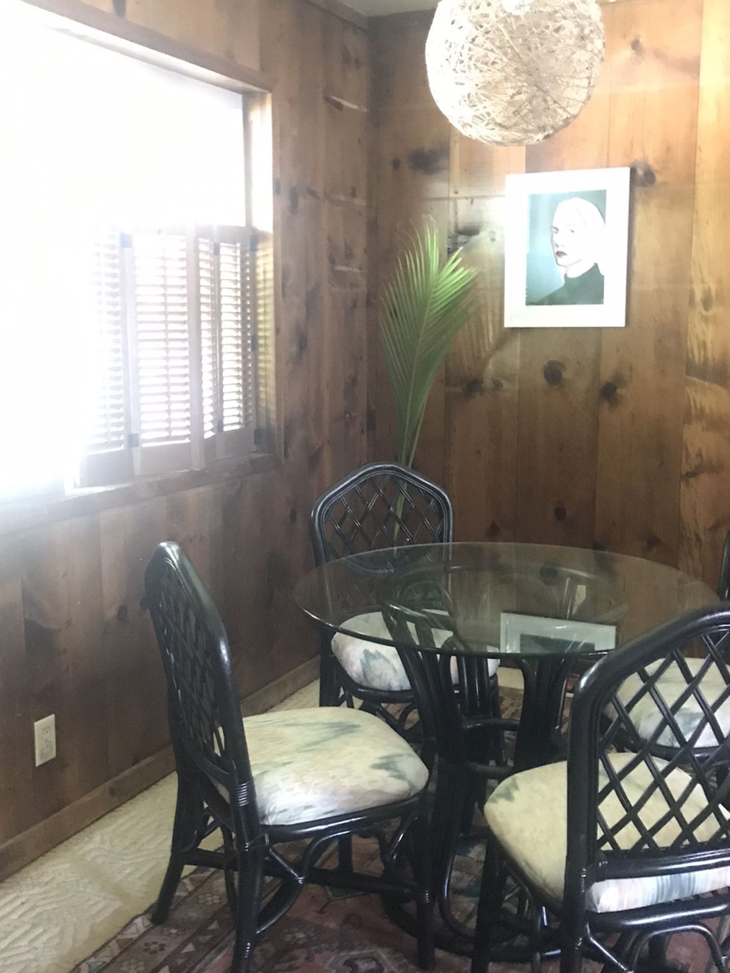 Black Bamboo Table And Chairs Set