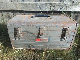Vintage Sears Craftsman Old Toolbox 18" x 8" x 9" tall Gray