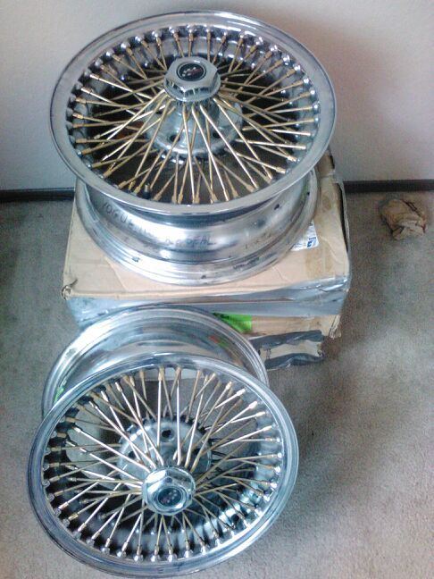 16" Dayton wire rims 100 spoke gold