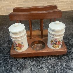 Vintage Mid Century Genuine Teak Wood Spindle Napkin Holder Mail Holder Spices