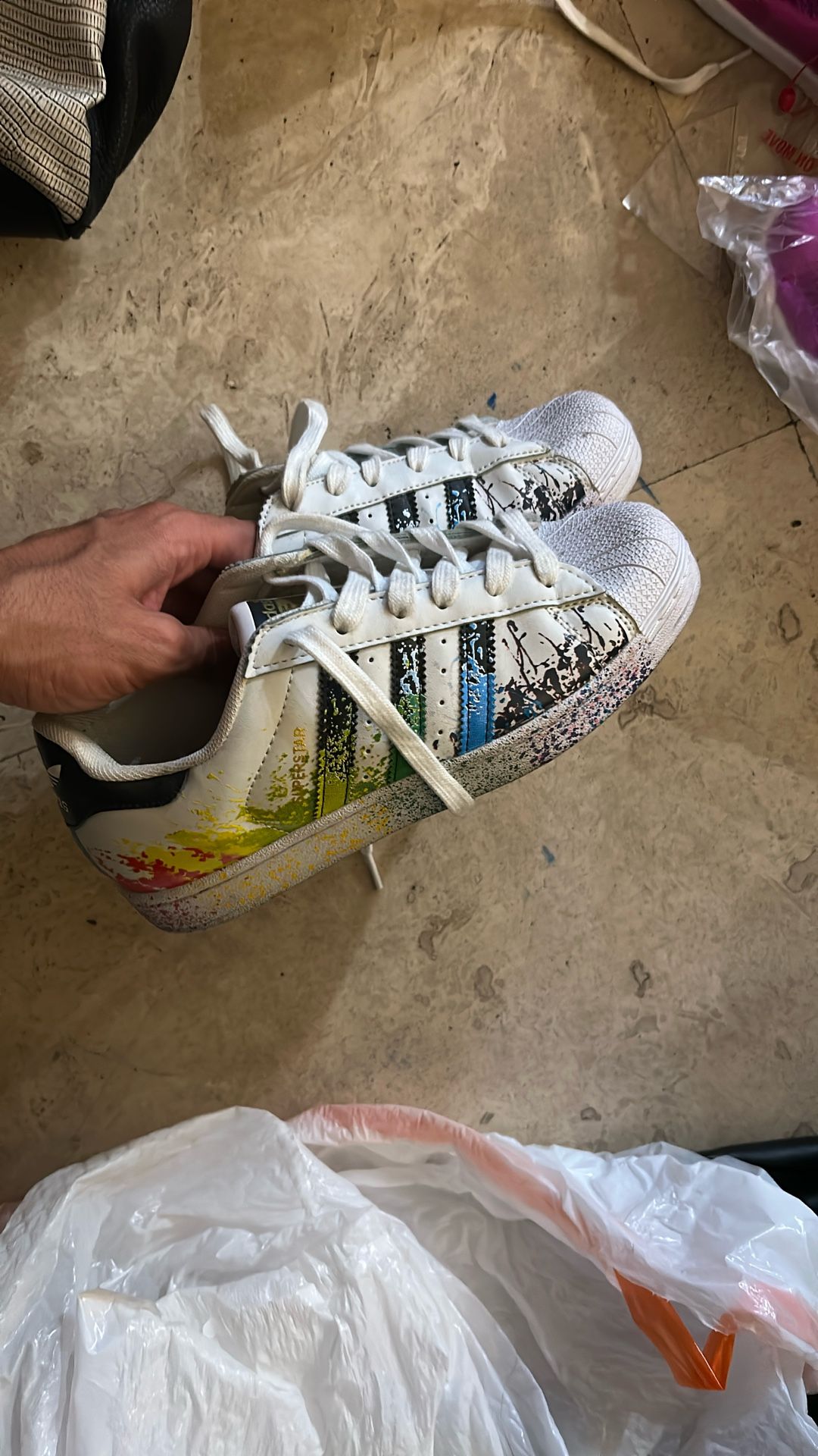 Adidas Superstar Pride Shoes 'White Black Multi-Color' Size 7.5