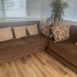 Convertible Sofa And Loveseat With Pillows 