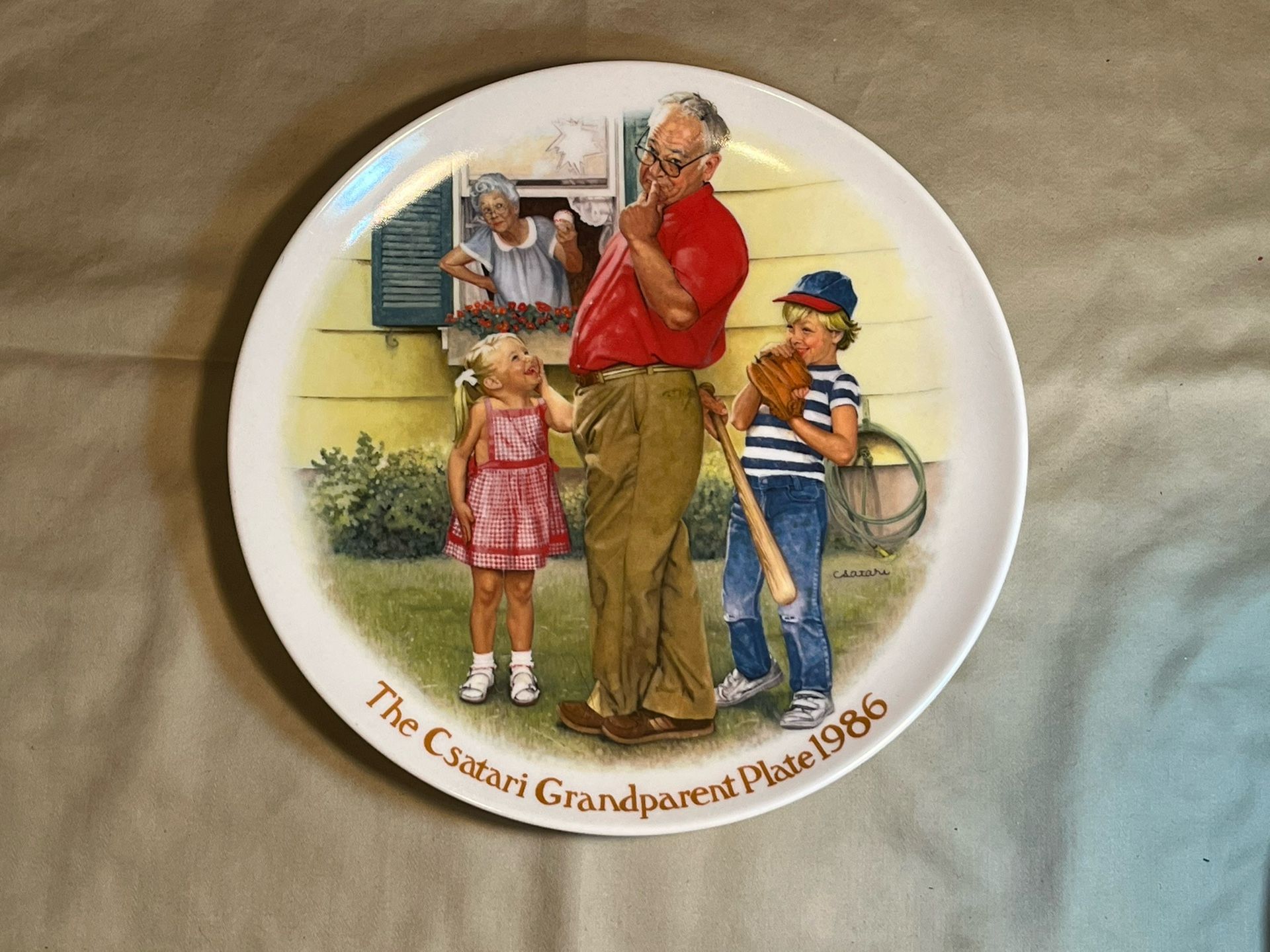The Csatari Grandparents Home Run 1986 Collector Plate