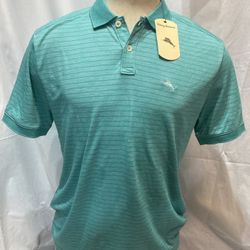 New TOMMY BAHAMA GULF SHORE. GOLF POLO SHIRT, Size: Medium 