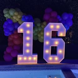 Sweet 16 Birthday Balloon Display! Lights Up With Batteries. Includes Balloons 