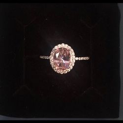 Size 8 Lab Created Morganite Ring In Sterling Silver 