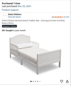 Delta Children Bennett Wood Toddler Bed - Greenguard Gold Certified, Bianca White