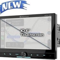 ((NEW))Soundstream Double DIN Car Stereo - Apple CarPlay & Android Auto Head Unit, 10.6” Floating Touchscreen Car Stereo with Bluetooth, Aux Inpu