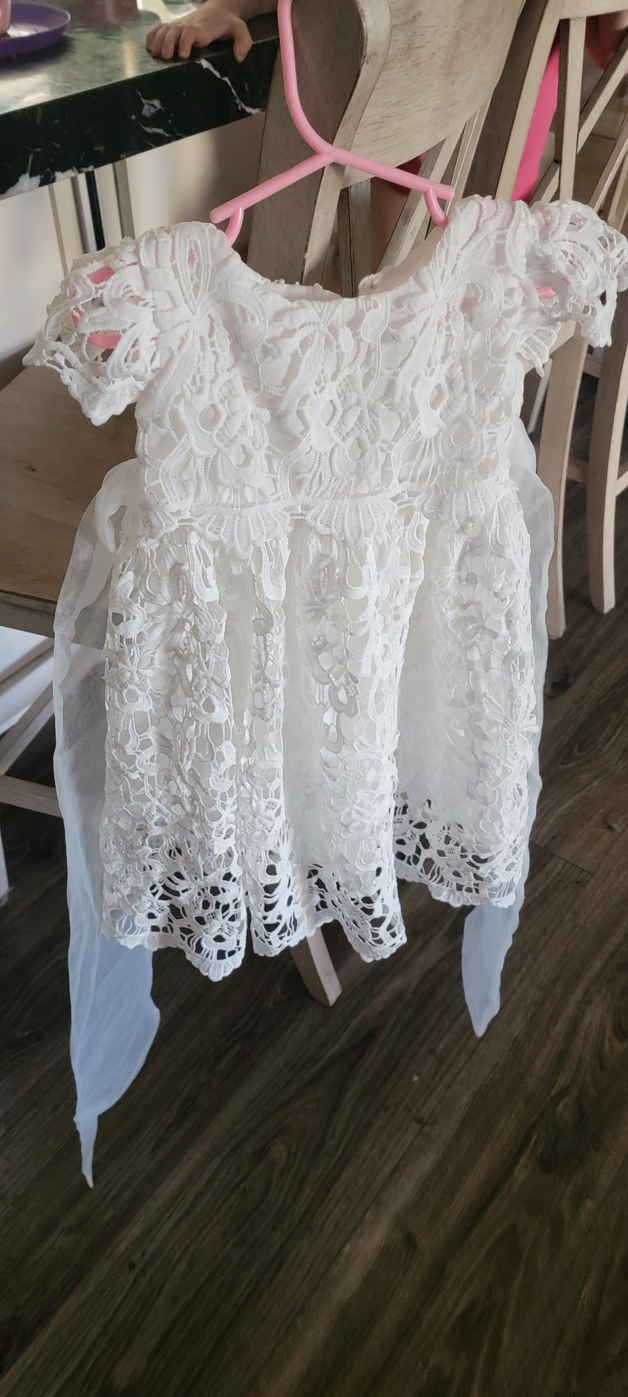 White Baby Baptism/wedding Dress 3 To 6 Months