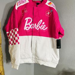 NEW NEW Barbie Checkered Racing Jacket size Large . 