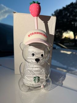 Pink strawberry starbucks bearista cup