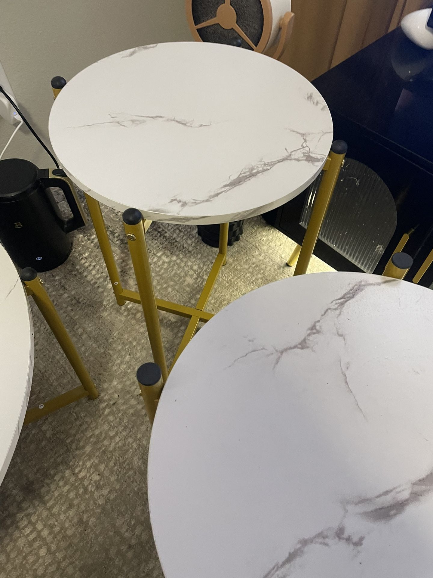 Round coffee table and two matching end tables