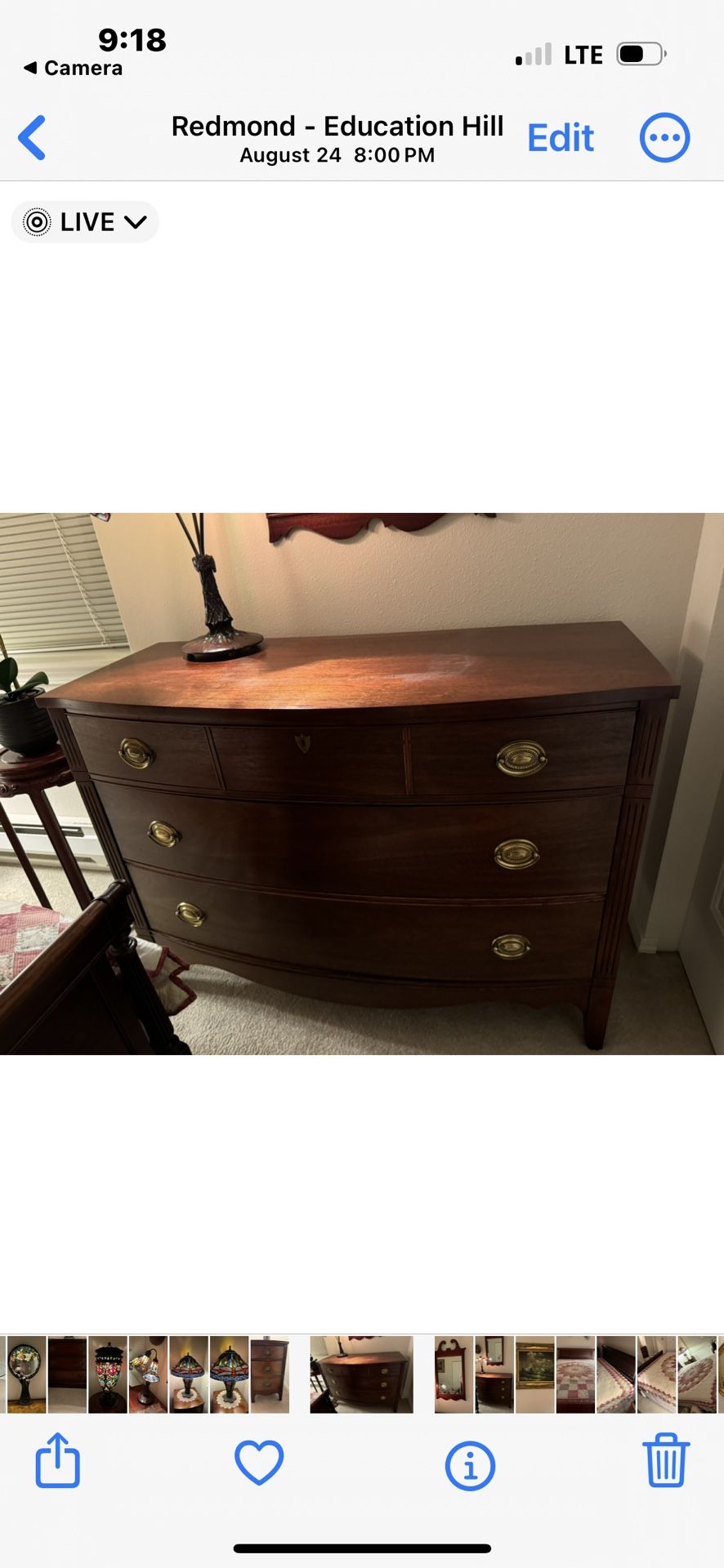 1950s Mahogany Bedroom Set $1500