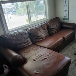 Brown Leather Couch 