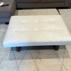 White Leather Ottoman  
