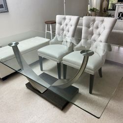 Glass Dining Table ONLY  (74” W x 42”D x 28.5”H)