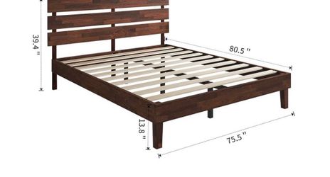 King size bed frame Wood Platform Bed Frame with Slatted Headboard