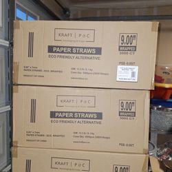 Brand New Boxes Of Kraft Paper Straws 3000 Count 