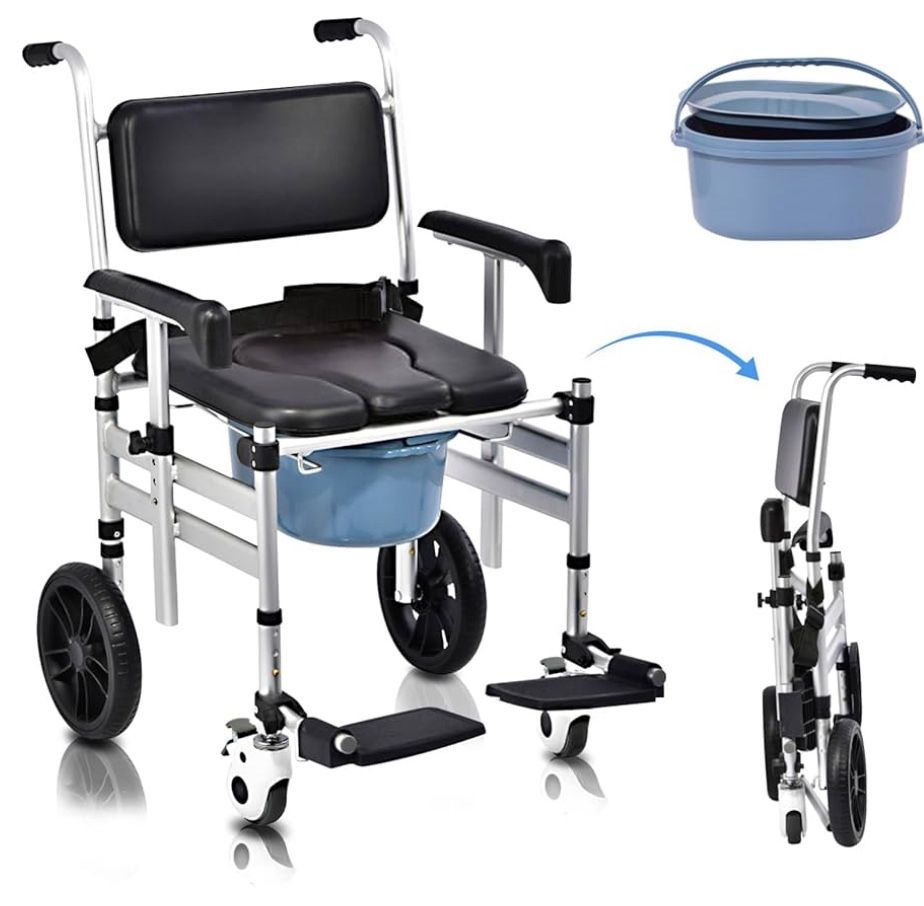 Shower Chair with Wheels 4 in 1 Folding Pad OB
