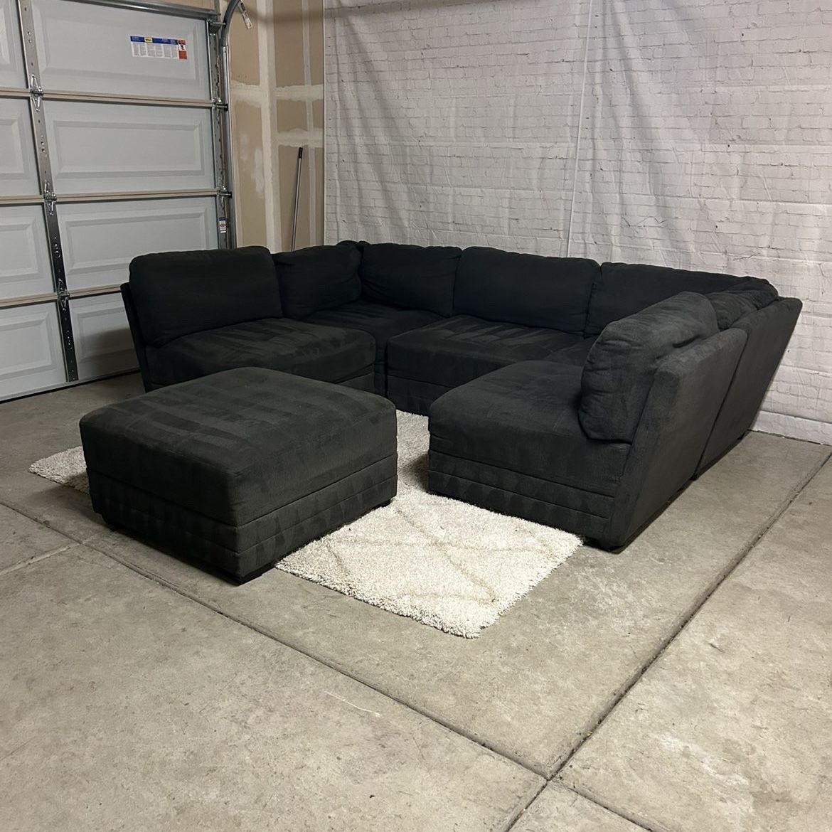 Charcoal-Grey 6-Piece Modular Sectional 🖤 – Deep, Modern & Comfy