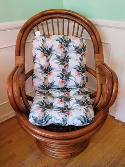Mid Century Rattan Swivel Chair