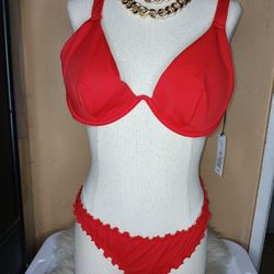 Red Lacy Two Piece Bikini 