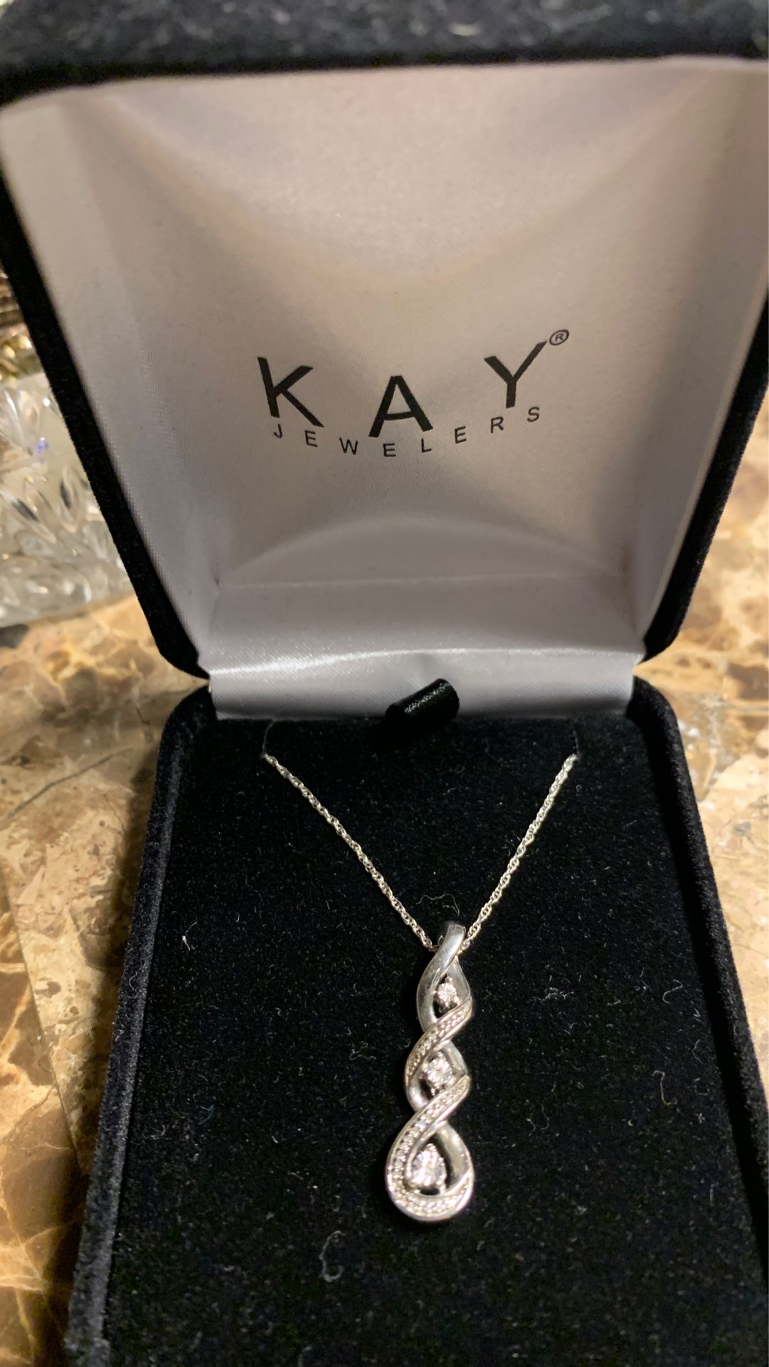 Kay jewelers 9.25 sterling silver with real diamonds chain with charm