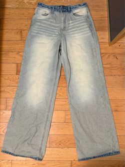 VINTAGE BLUE DISTRESSED LOOSE STRAIGH JEANS SIZE 3