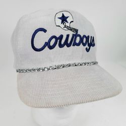 Vintage Dallas Cowboys Amapro Full Corduroy Rope Hat Zipper Back RARE