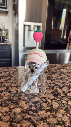Starbucks Bearista Bear Glass cup Strawberry Topper