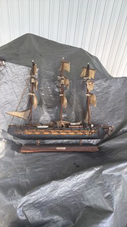 Vintage Wooden Ship Model – Nautical Home Decor